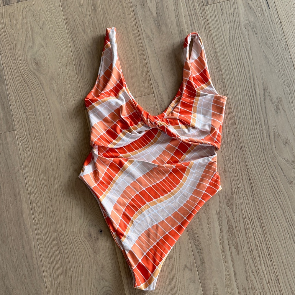 Vibrant Orange and White Swimsuit